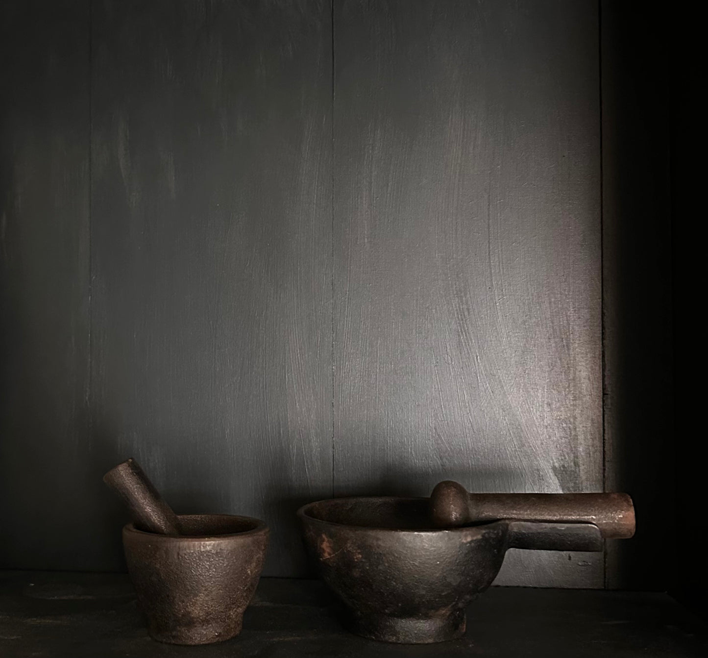 Vintage Solid Iron Mortars