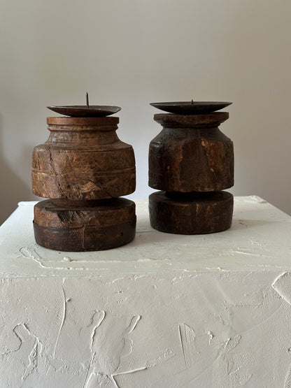 Reclaimed Indian Wooden Candle Holders