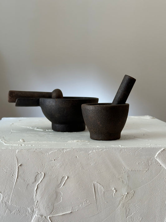 Vintage Solid Iron Mortars