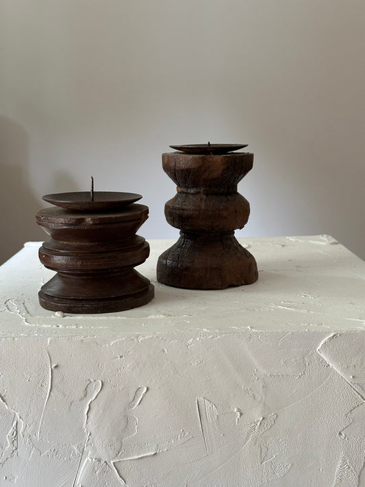Reclaimed Indian Wooden Candle Holders ii