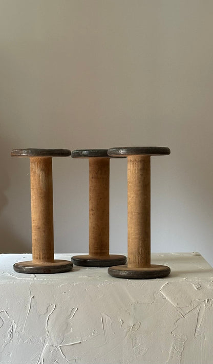 Set of Three Vintage Textile Mill Bobbins