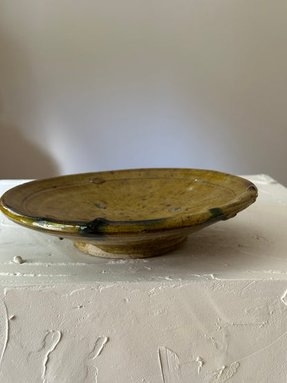 Moroccan Olive Glazed Pedestal Dish No 01