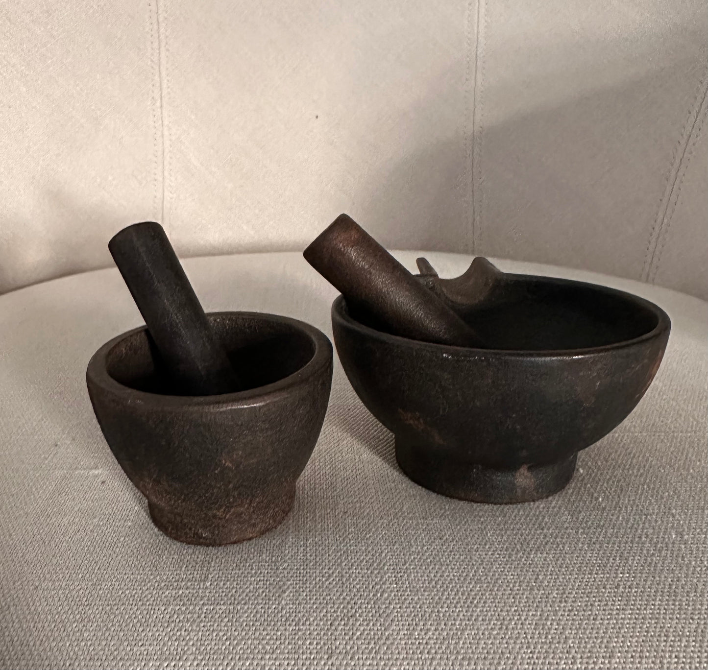 Vintage Solid Iron Mortars