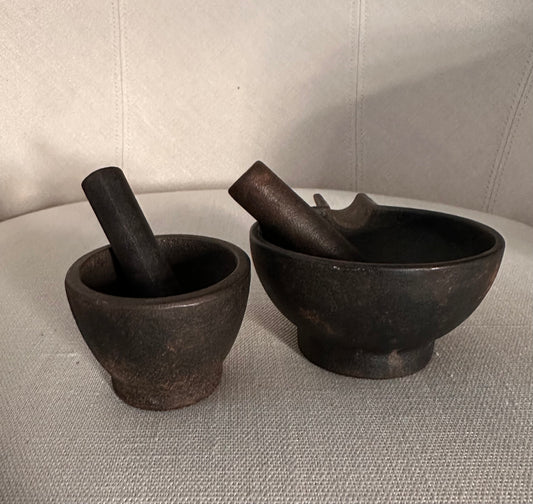 Vintage Solid Iron Mortars
