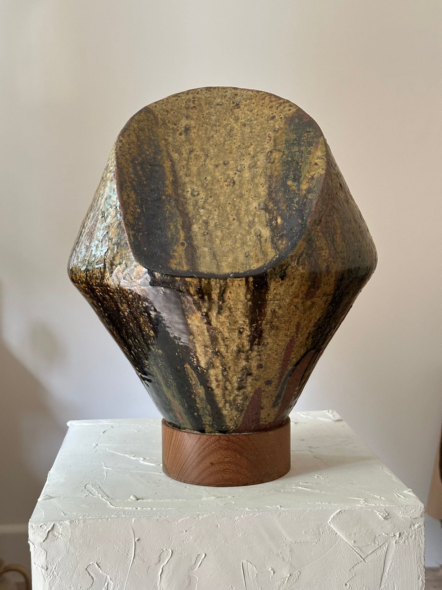 Large Khaki pottery abstract sculpture