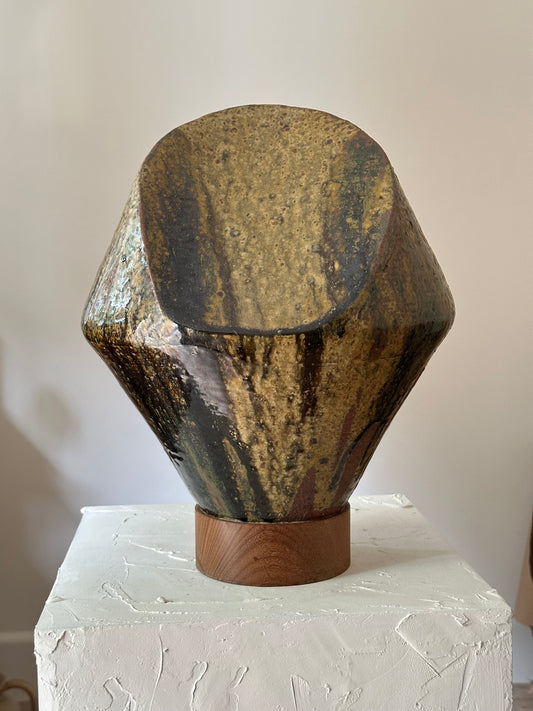 Large Khaki pottery abstract sculpture