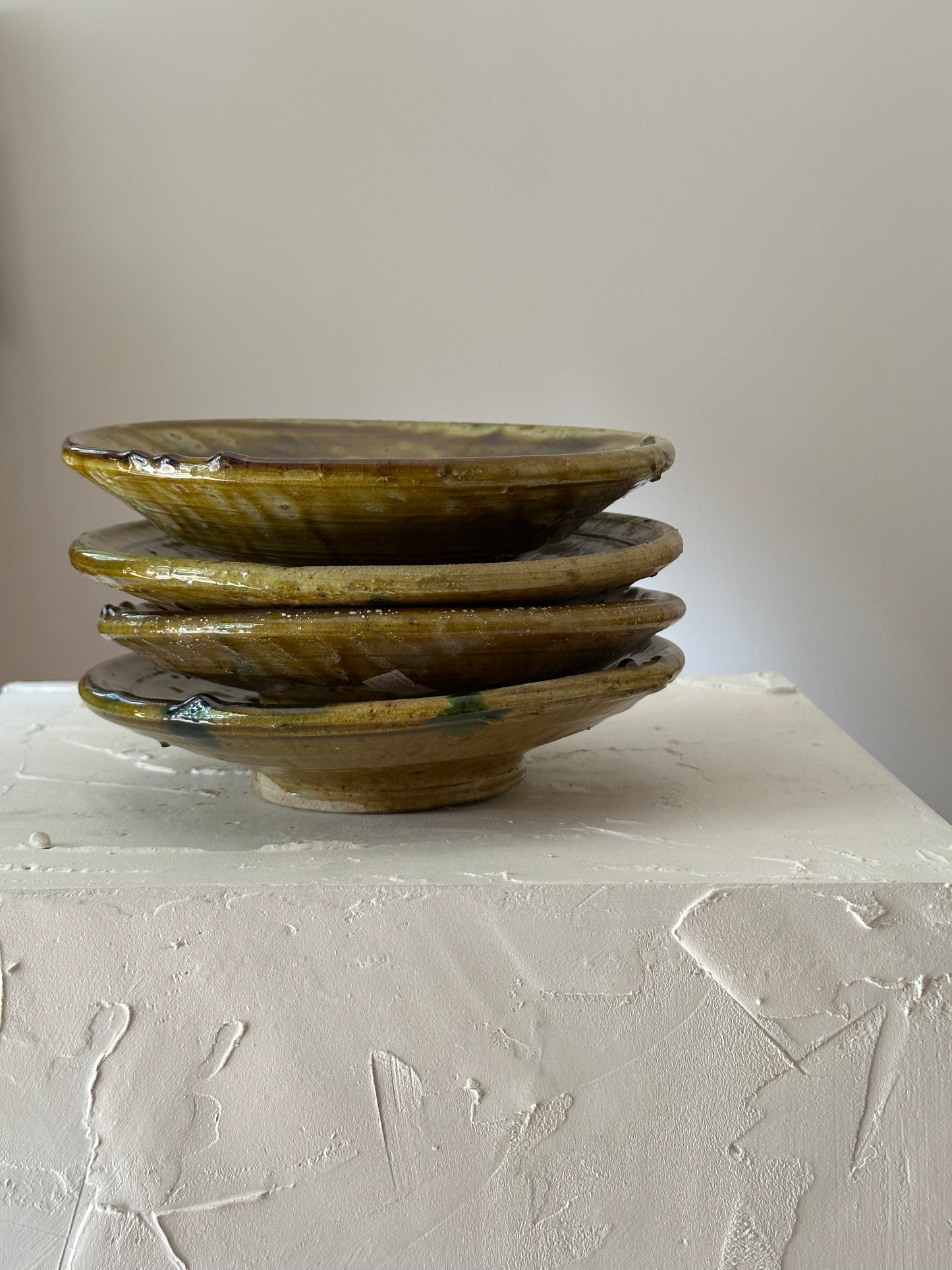 Moroccan Olive Glazed Pedestal Dish No 01